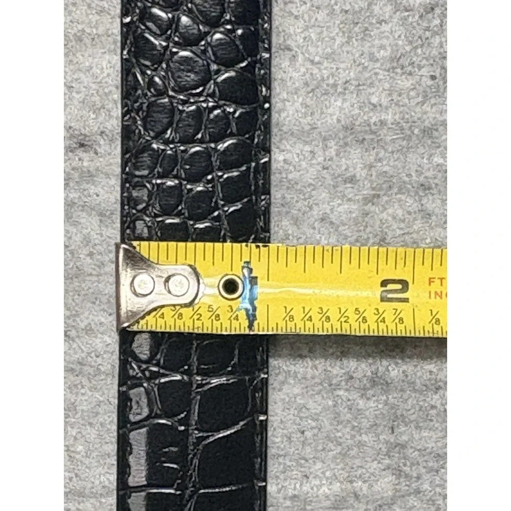 Perry Ellis Portfolio Black Croc Embossed Leather Belt Large Dress Western